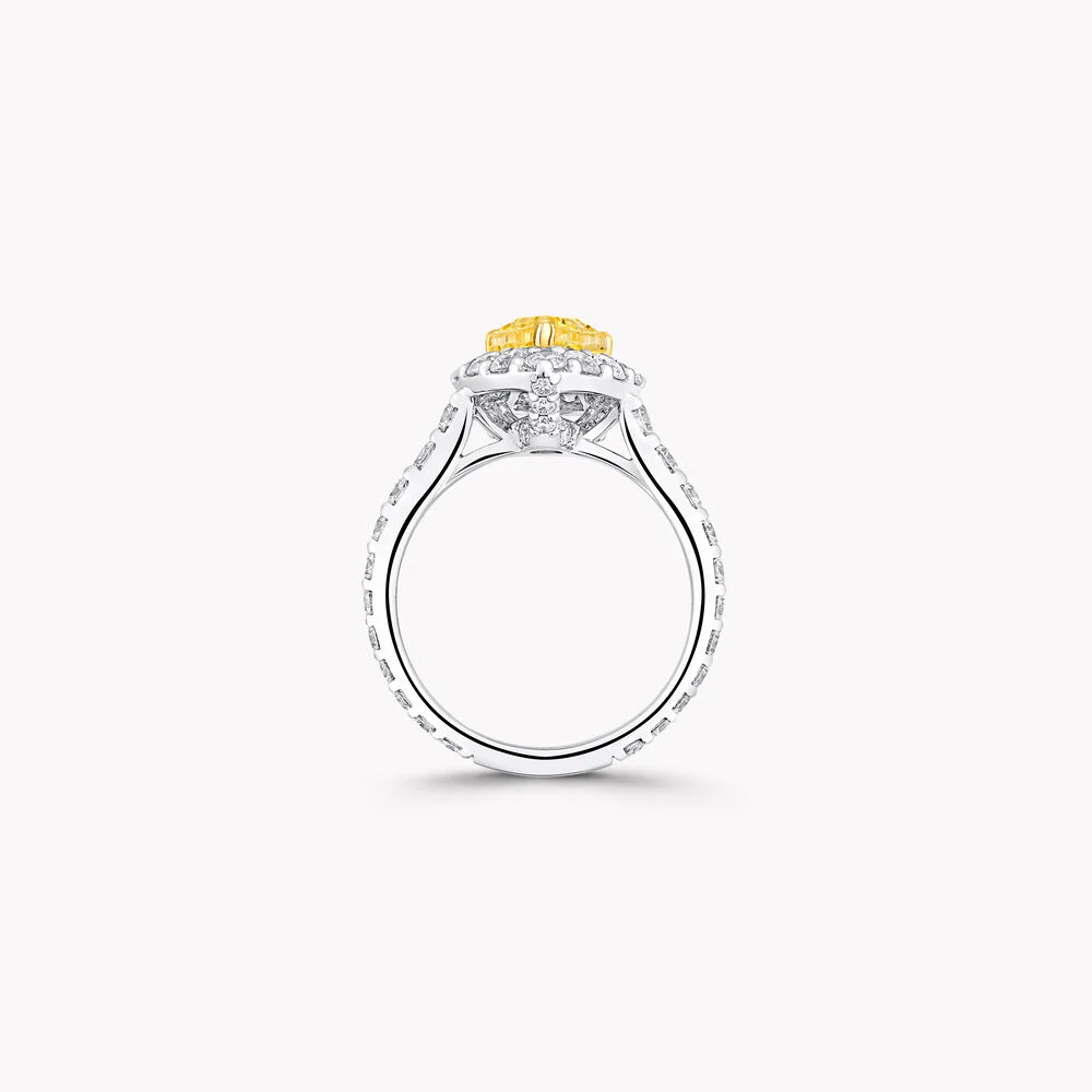 Icon Pear Shape Yellow Diamond and White Diamond Engagement Ring